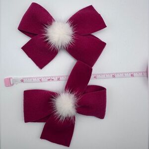 Soft Dark Pink Bow Hair Clip, Set of 2, New